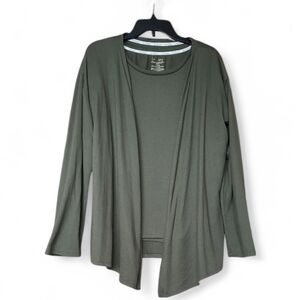 Light Green 2pc Short Sleeve Top And Open Cardigan By Live 2 Lounge XXL